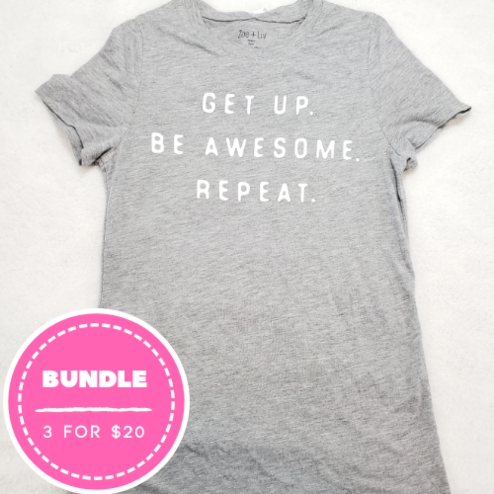 🍓 Zoe & Liv Get Up Be Awesome Repeat Tee